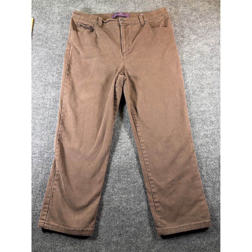 Gloria‎ Vanderbilt Amanda Brown Tapered High Rise Jeans Womens Size 16P Petite